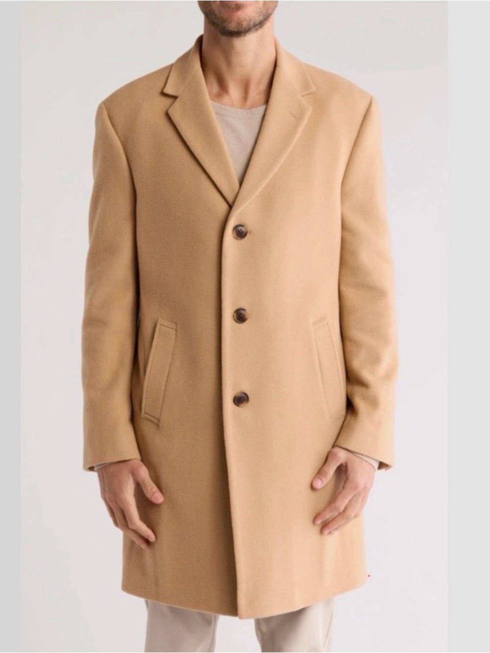 Nautica Men’s 44R Camel Wool Cashmere Blend Overcoat Top Coat $450